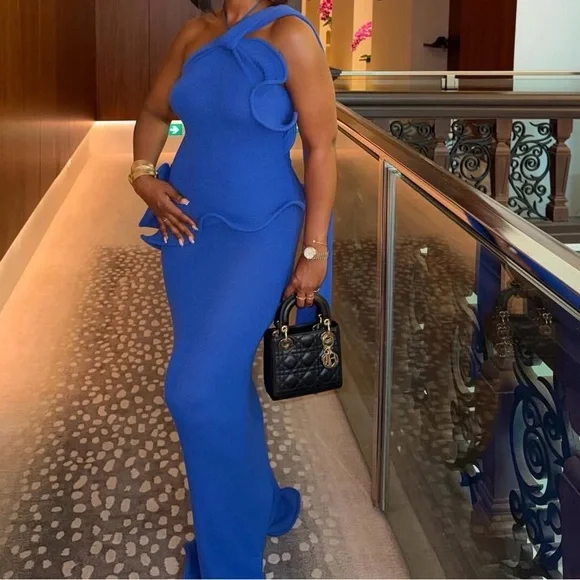 Meshki Blue Halter Maxi Dress - Picture 3 of 3